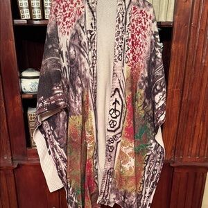 Soft Surroundings Multicolor Patterned Open Front Cardigan just beautiful